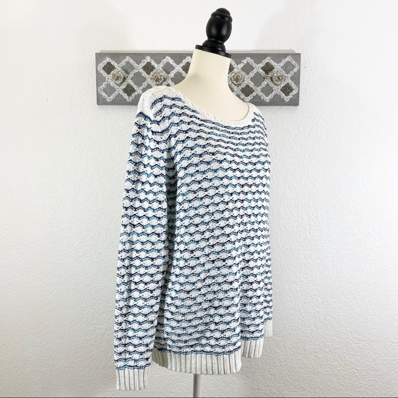 Chunky Knit Sweater Metallic Stripe, XL - Picture 5 of 9